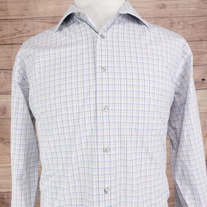 VAN HEUSEN FLEX REGULAR FIT STRETCH CHECK BUTTON UP DRESS SHIRT SZ 17 34/35 XL